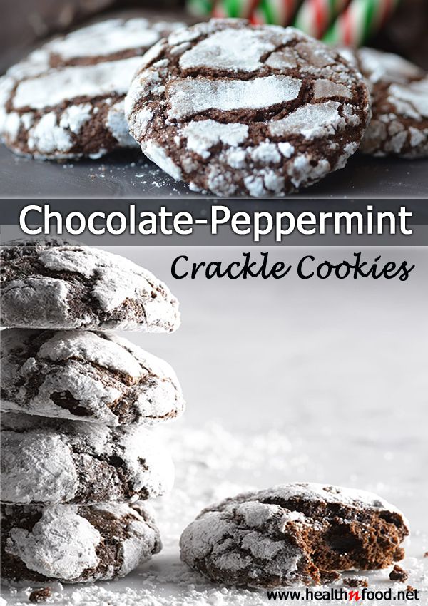 Peppermint Dark Chocolate Crackle Cookies